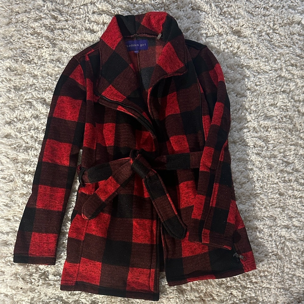Vintage Madden Girl Red and Black Plaid Coat